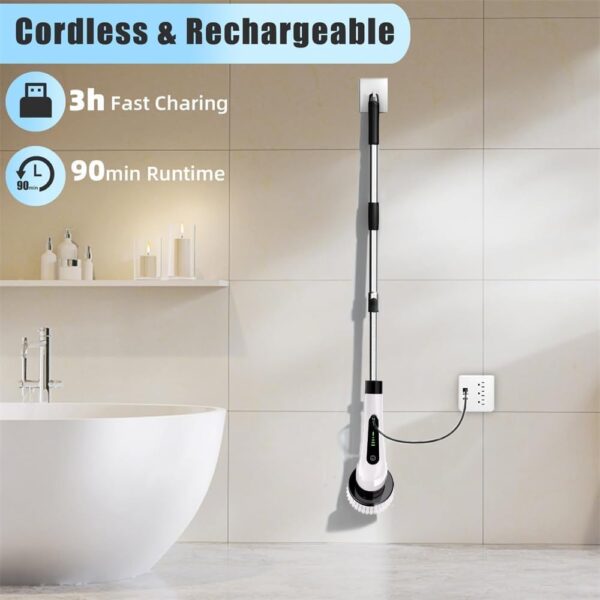 Plastic Electric Spin Scrubber (9-in-1) – Powerful, Portable & Multi-Purpose Cleaning Tool - Image 6