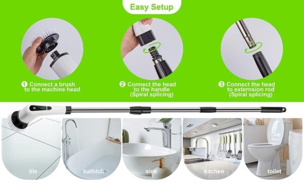 Plastic Electric Spin Scrubber (9-in-1) – Powerful, Portable & Multi-Purpose Cleaning Tool - Image 7